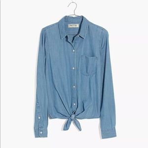 Madewell denim tie front shirt in Hilford wash